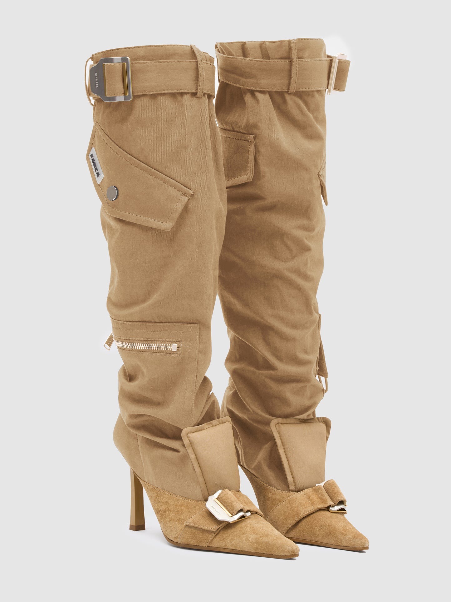 DION LEE X ANCUȚA SARCA' UPCYCLED TROUSER BOOTS/ TIMBER