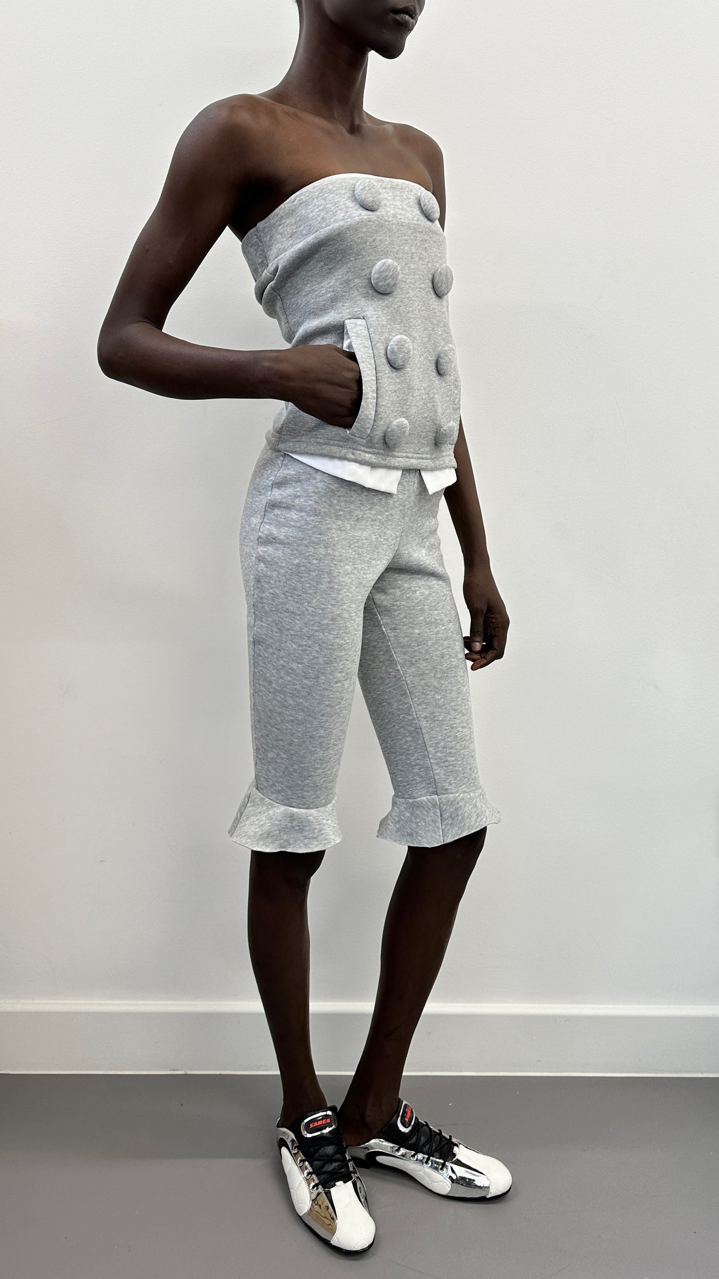 Grey Jersey Capri Trousers
