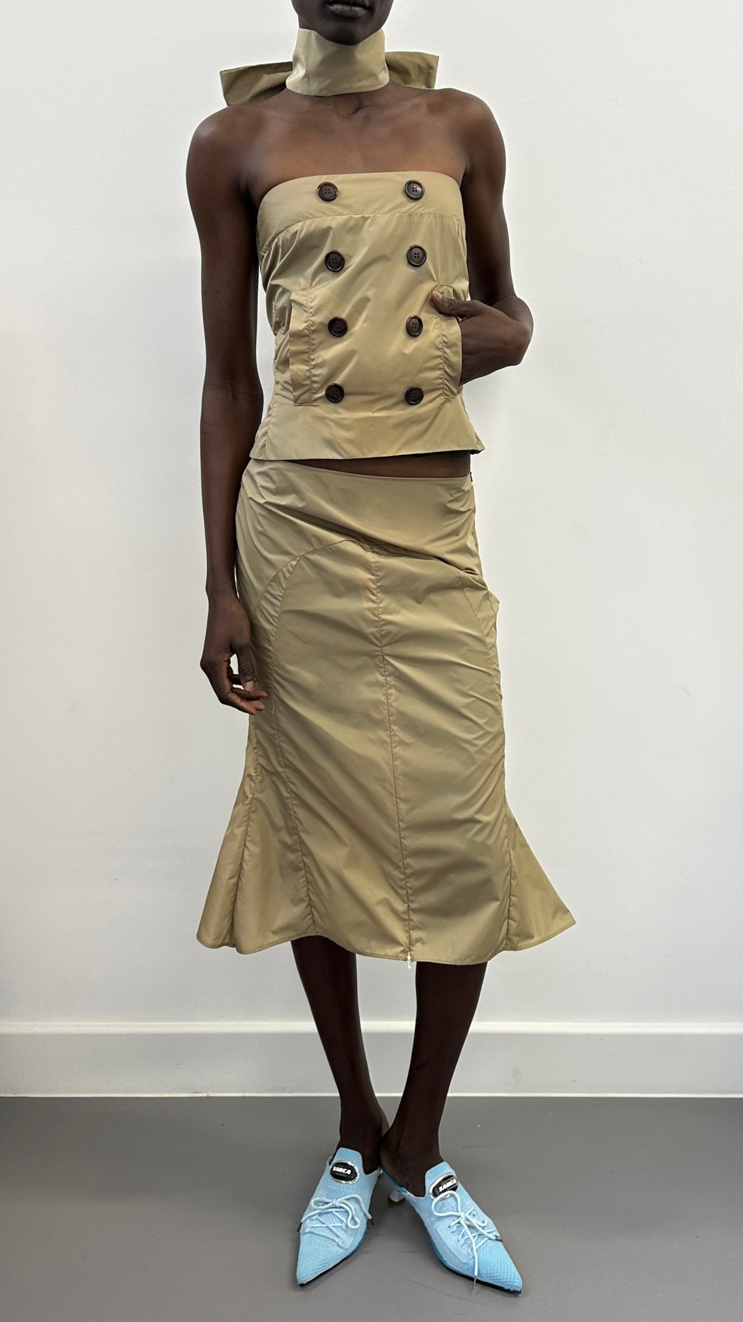 Beige nylon skirt