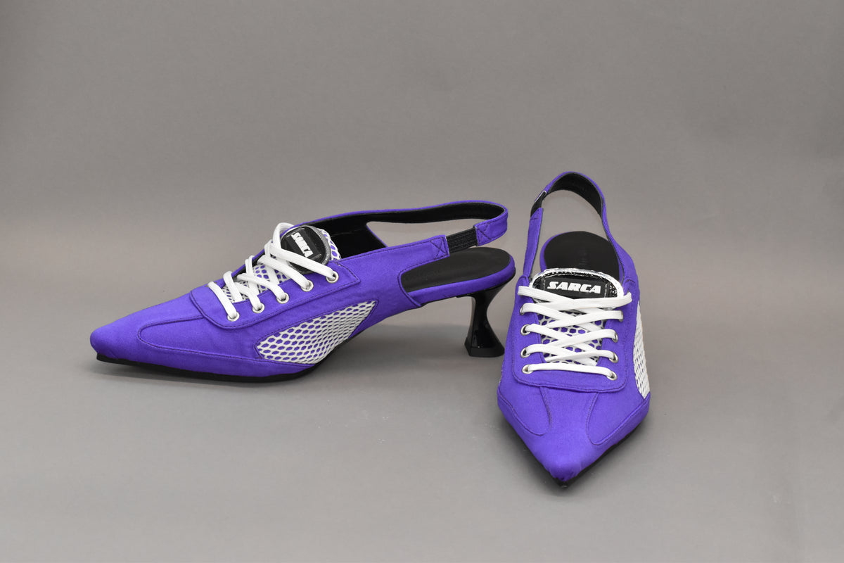 1 Athena purple satin heel