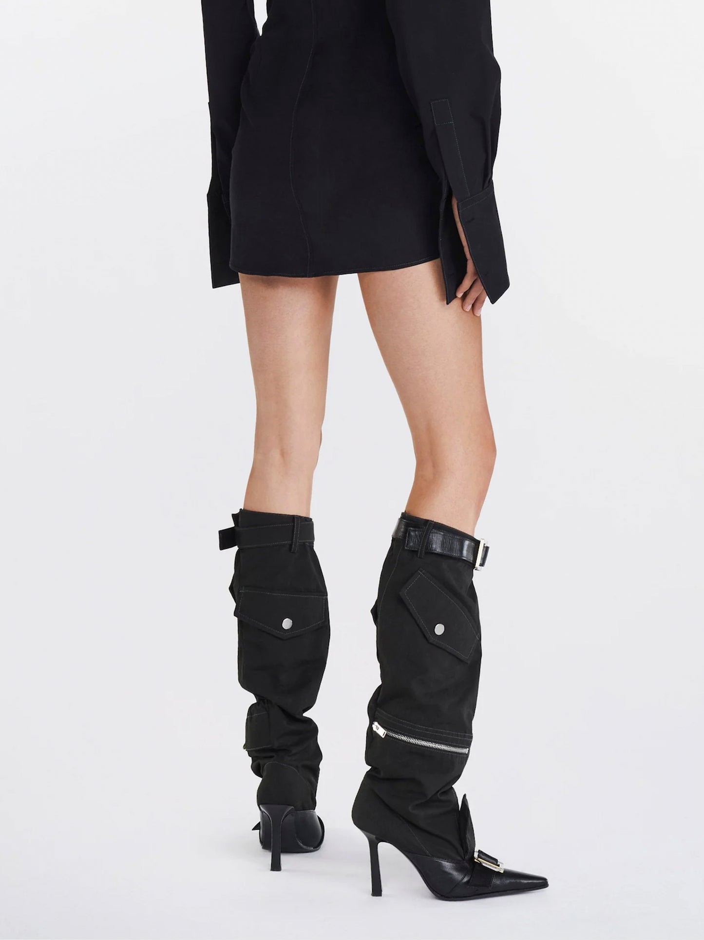 DION LEE X ANCUȚA SARCA Upcycled trouser boots/ Black