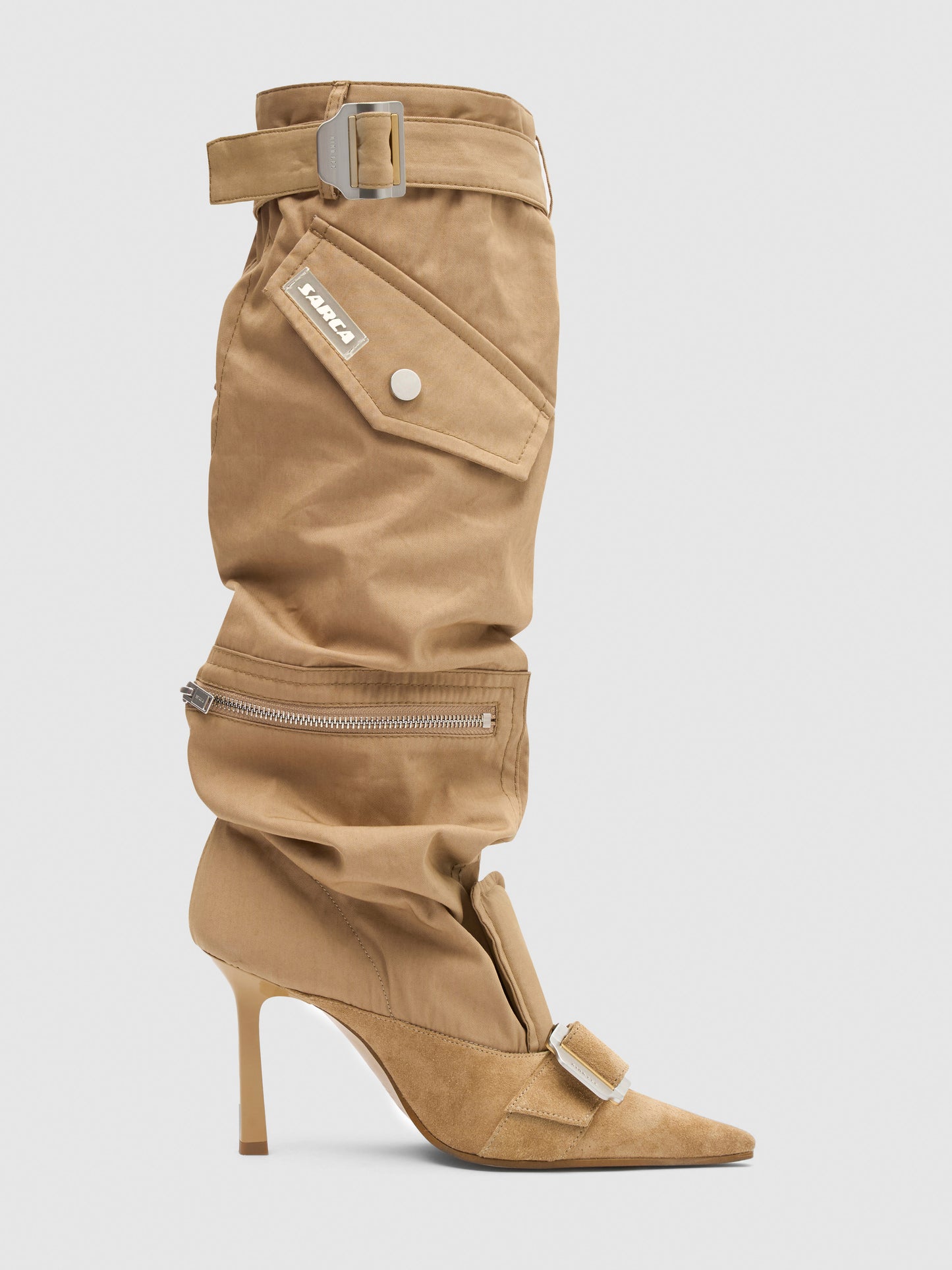 DION LEE X ANCUȚA SARCA' UPCYCLED TROUSER BOOTS/ TIMBER