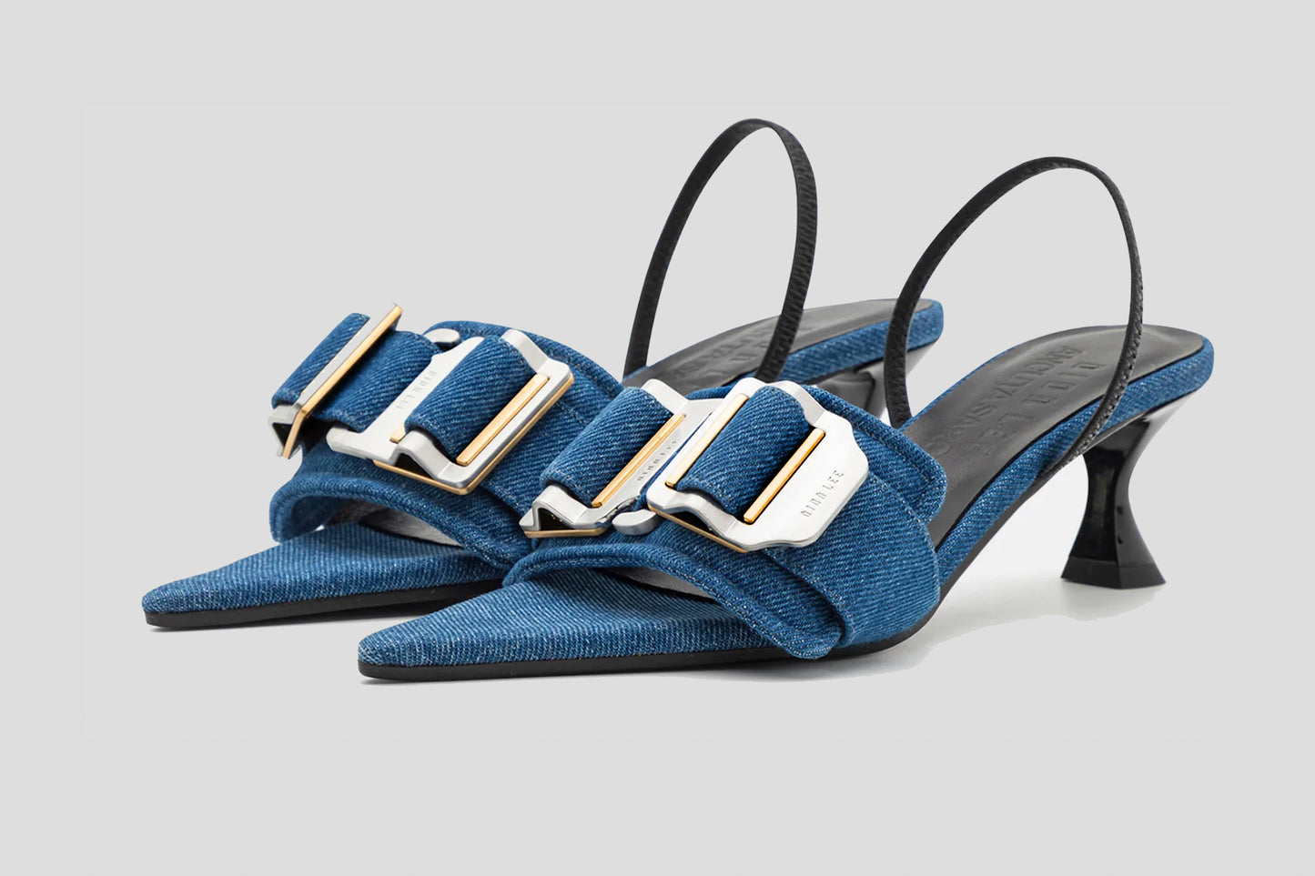 DION LEE X ANCUTA SARCA Denim mule kitten heel'