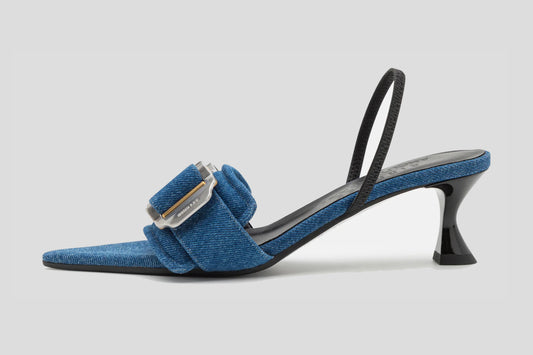 DION LEE X ANCUTA SARCA Denim mule kitten heel'