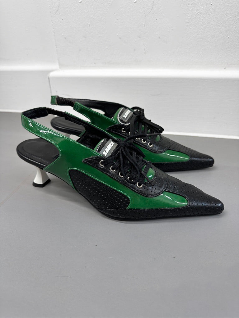 '8 "ATHENA" GREEN TRAINER KITTEN HEEL