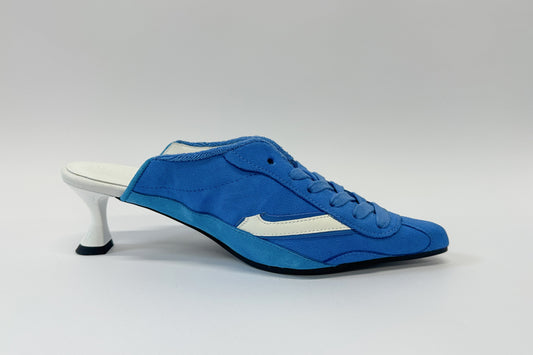 2 HERA- Blue upcycled trainer heels