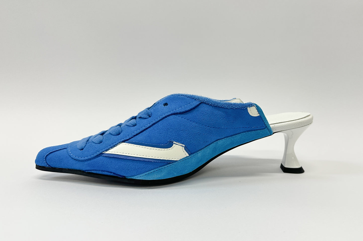 2 HERA- Blue upcycled trainer heels
