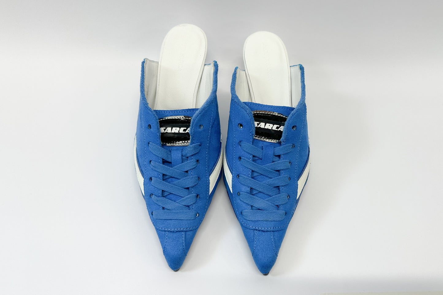 2 HERA- Blue upcycled trainer heels