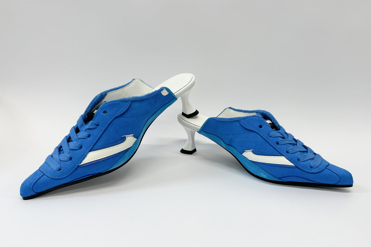 2 HERA- Blue upcycled trainer heels