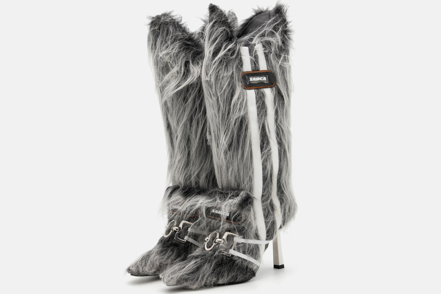 -Fuzzy Gray knee high boots