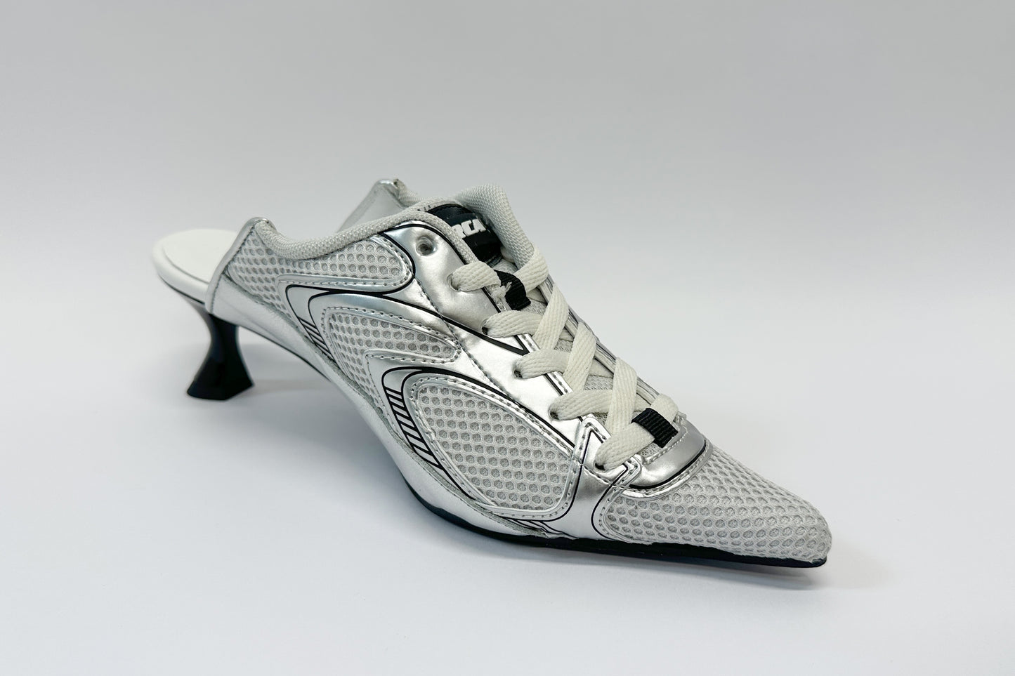 1 Hera- Silver upcycled trainer heels